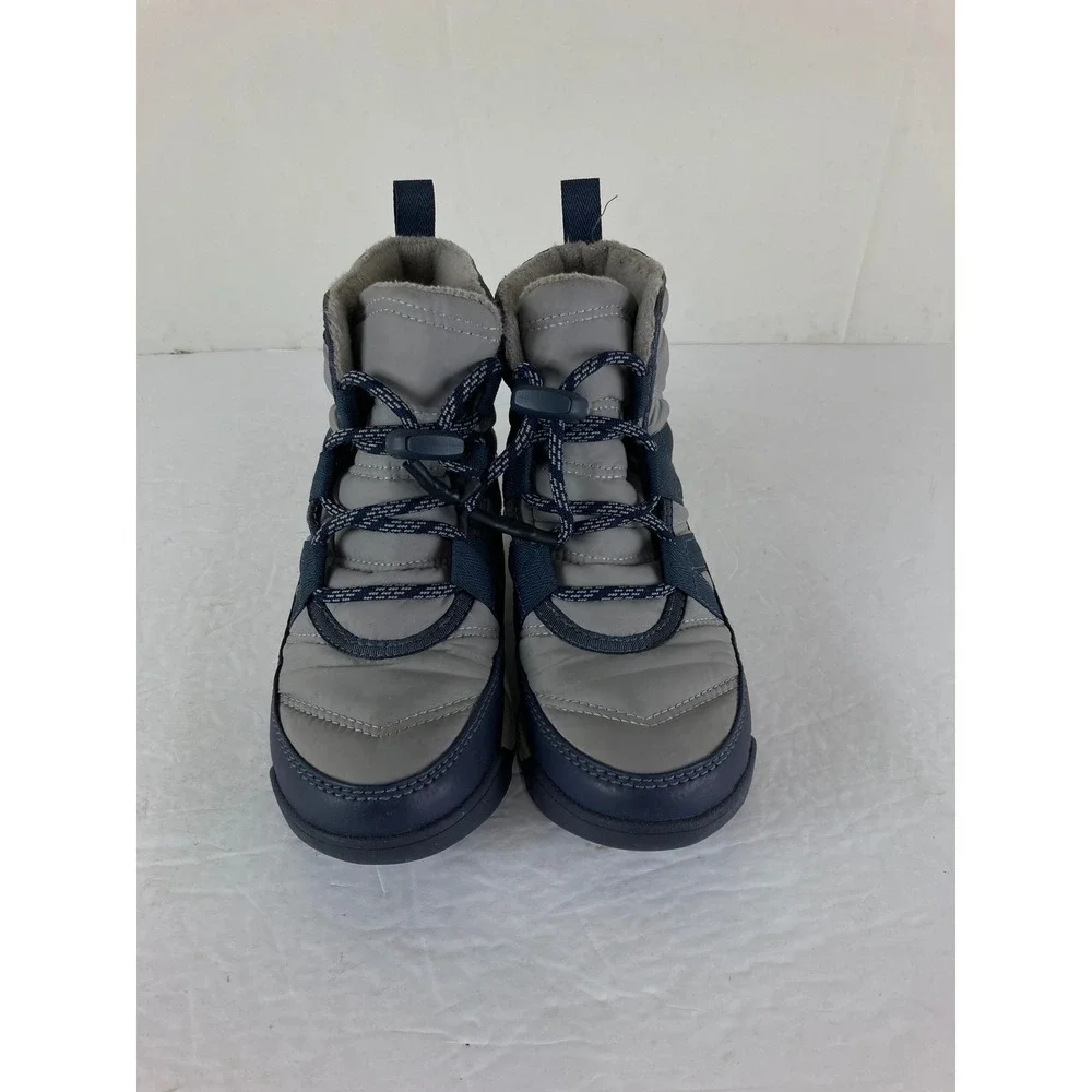 Sorel Kids Boys Girls Sz 13 Gray Navy Blue Waterproof Insulated Snow Boots